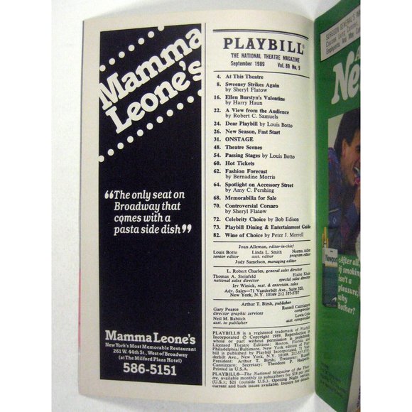 Orpheus Descending Playbill Opening Night September 1989 Redgrave Musty Smell - Picture 3 of 7